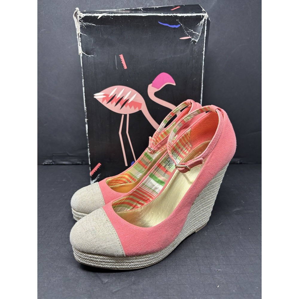 The Webster Miami At Target Pink Canvas Espadrille Wedge Size 7.5